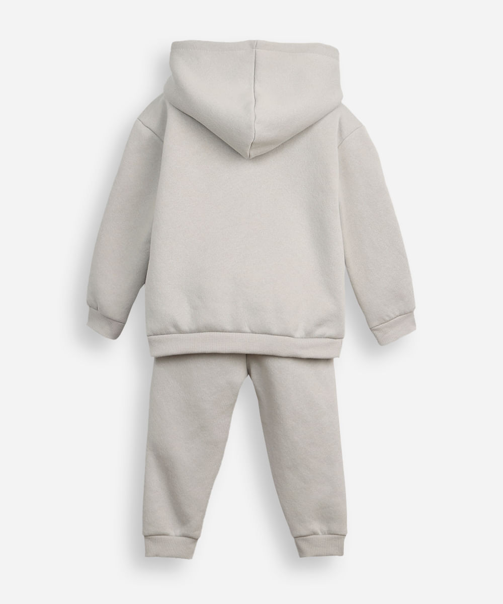 conjunto longo infantil de moletom mickey cinza