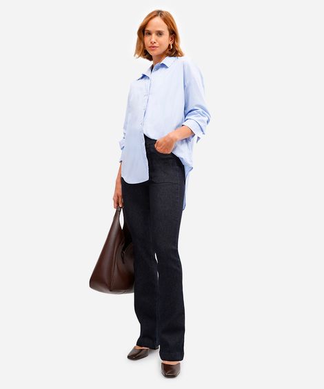 calça boot cut feminina jeans sawary azul