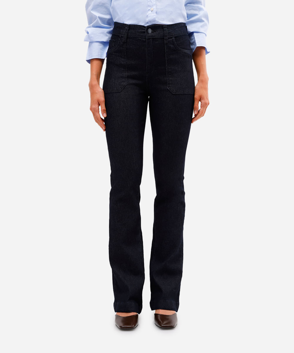 calça boot cut feminina jeans sawary azul
