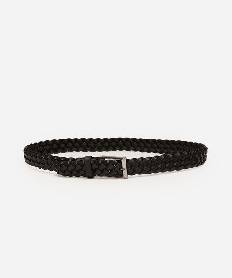 cinto tressê com fivela quadrada preto