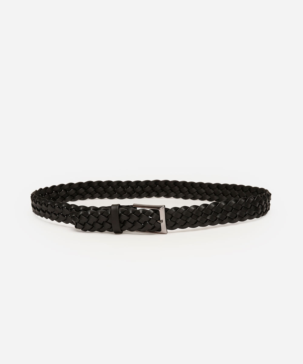 cinto tressê com fivela quadrada preto