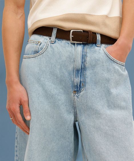 cinto masculino em suede marrom