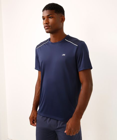 camiseta com recortes e refletivos manga curta esportiva azul
