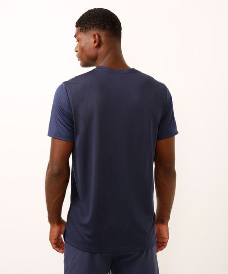 camiseta com recortes e refletivos manga curta esportiva azul