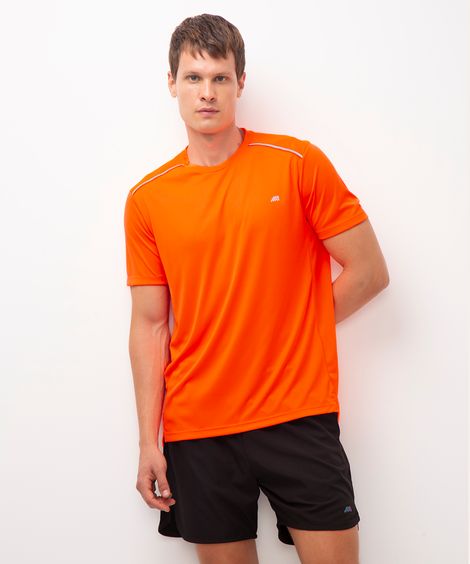camiseta com recortes e refletivos manga curta esportiva laranja