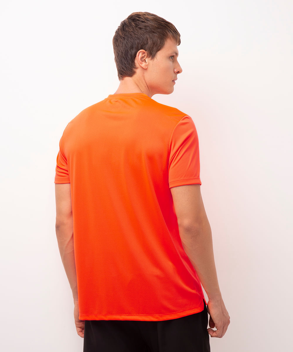 camiseta com recortes e refletivos manga curta esportiva laranja