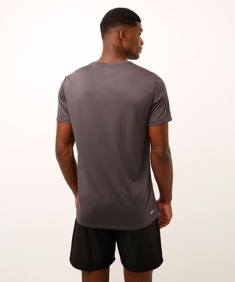 camiseta com recortes e refletivos manga curta esportiva cinza
