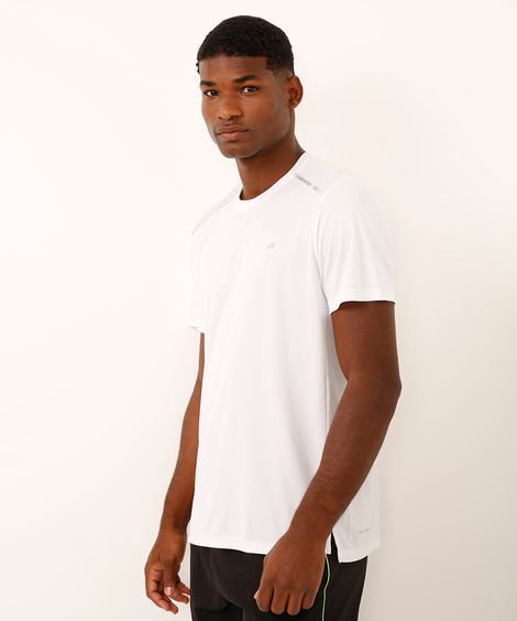 camiseta com recortes e refletivos manga curta esportiva branca