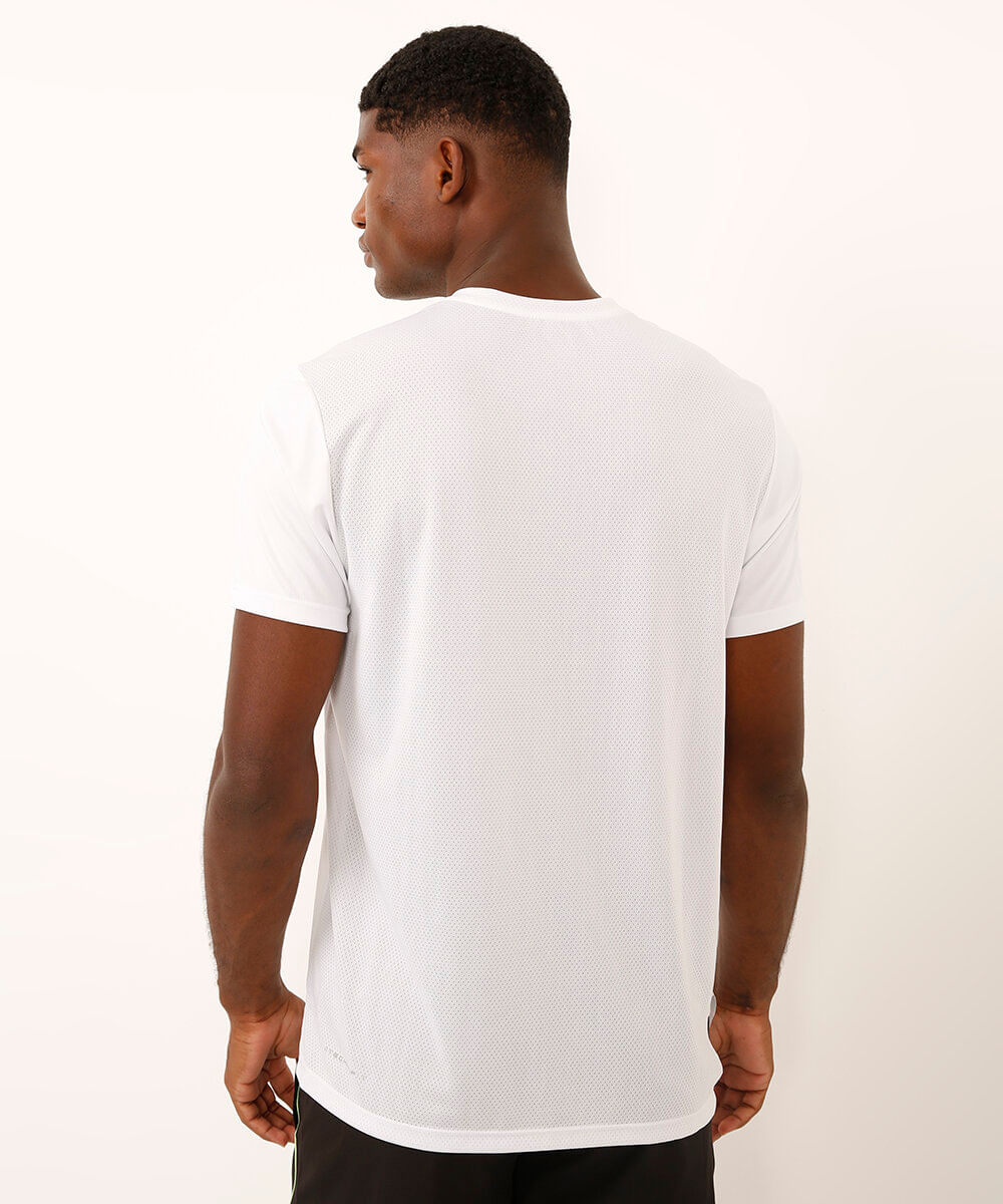 camiseta com recortes e refletivos manga curta esportiva branca