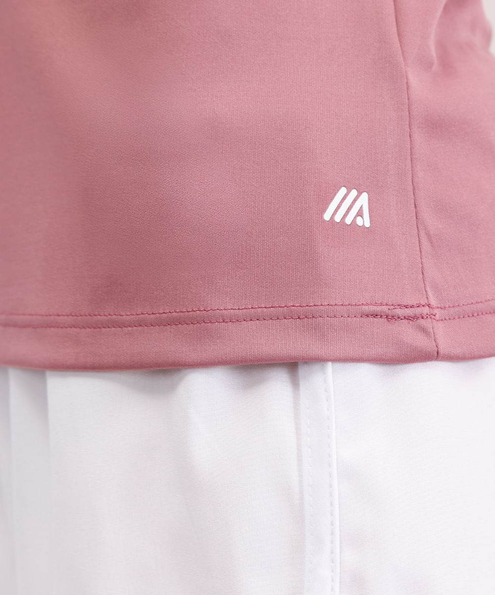 camiseta feminina esportiva manga curta com listras rosa