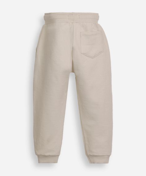calça jogger infantil de moletom cós com cordão bege
