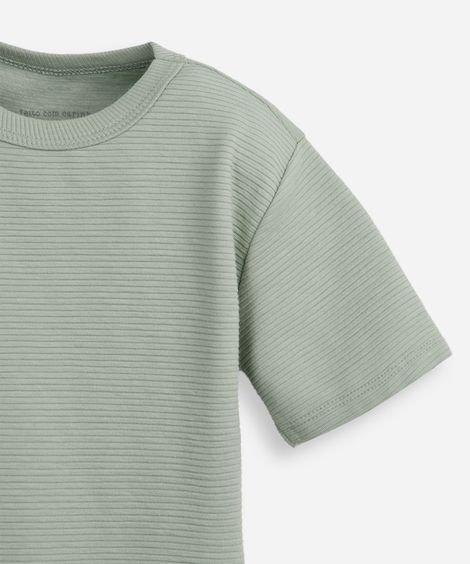 camiseta infantil manga curta canelada verde