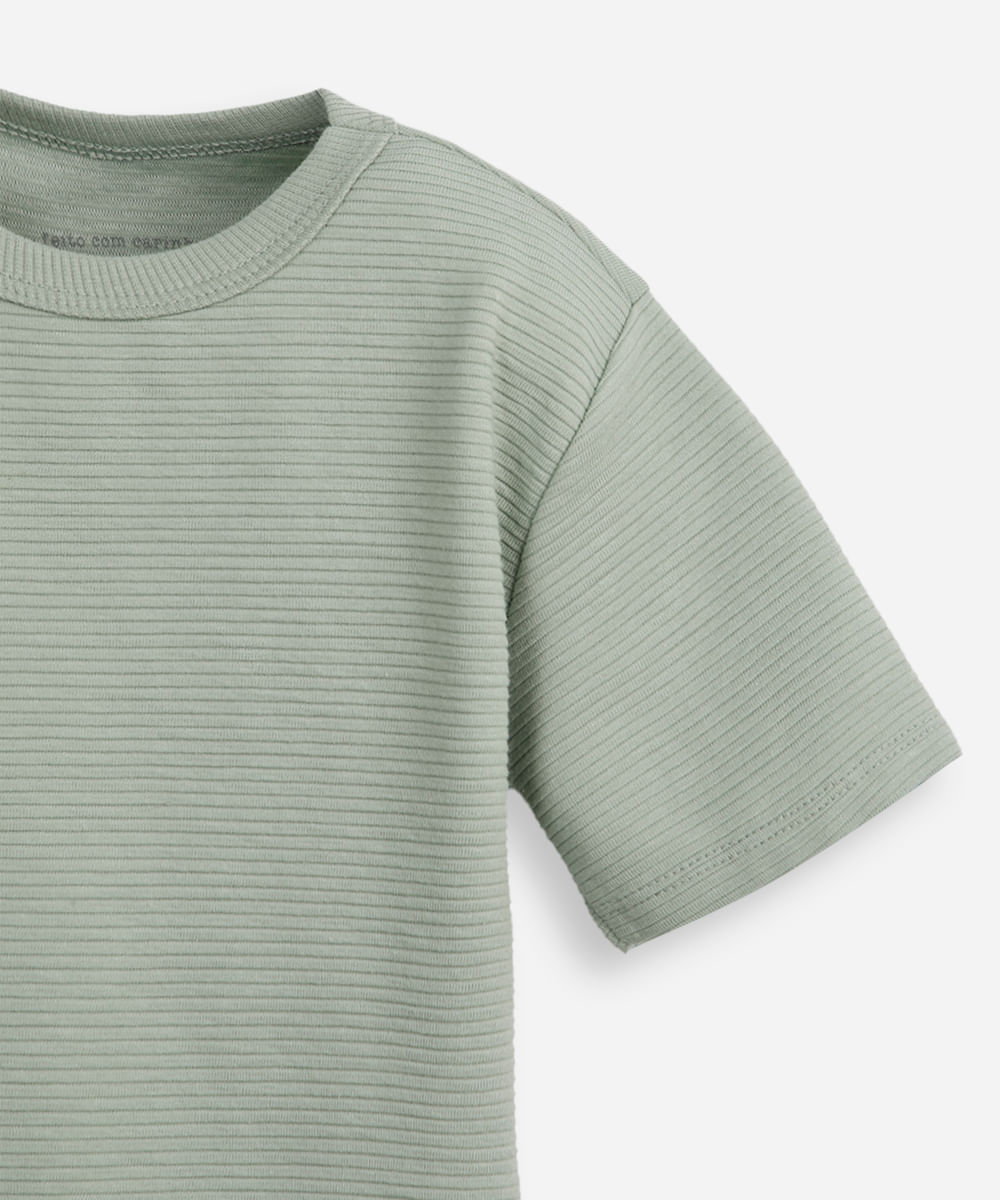 camiseta infantil manga curta canelada verde