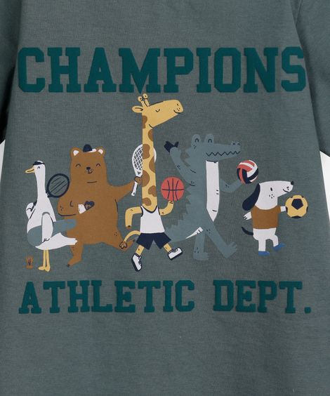 camiseta de algodão infantil manga curta bichinhos champions verde