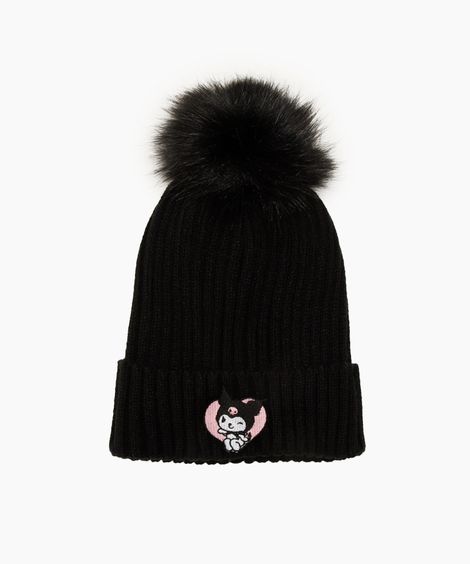 gorro infantil de tricot hello kitty  preto