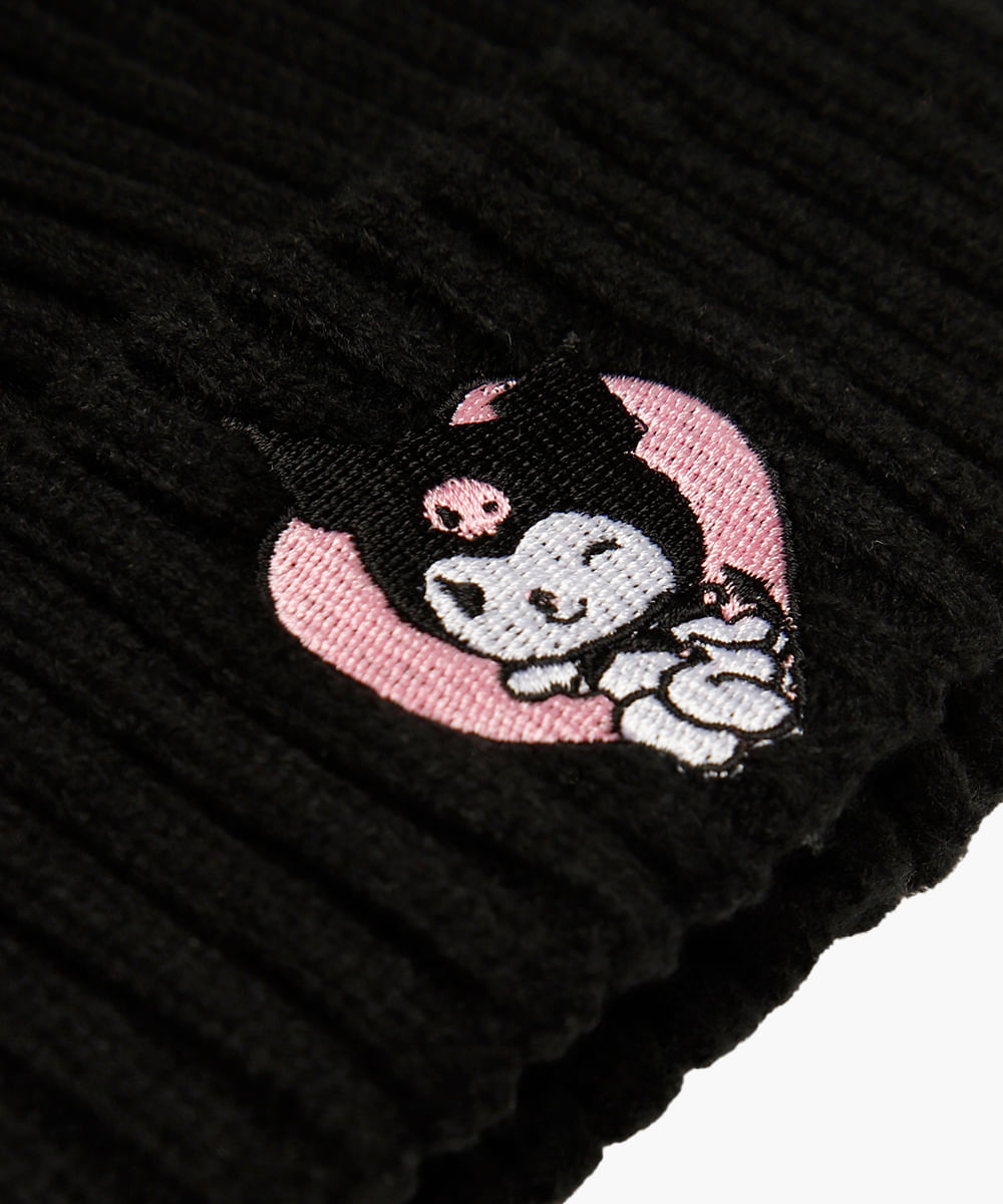 gorro infantil de tricot hello kitty  preto