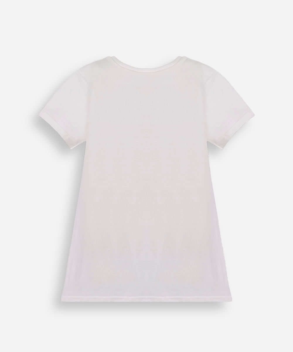 camiseta infantil de algodão princesas com glitter off white