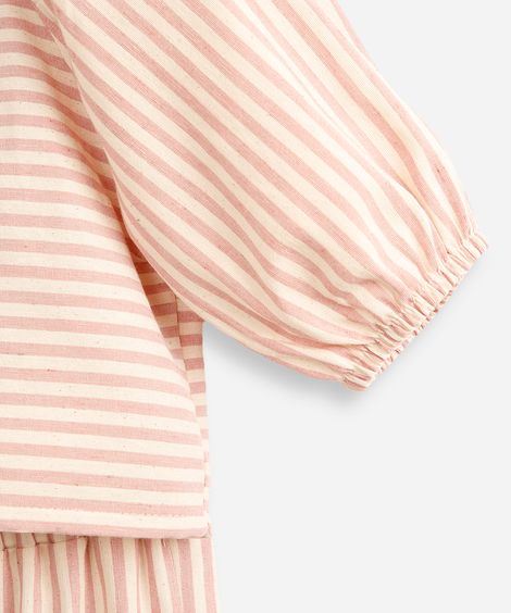 conjunto infantil com algodão listrado rosa