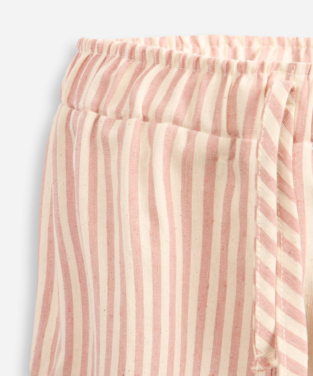 conjunto infantil com algodão listrado rosa
