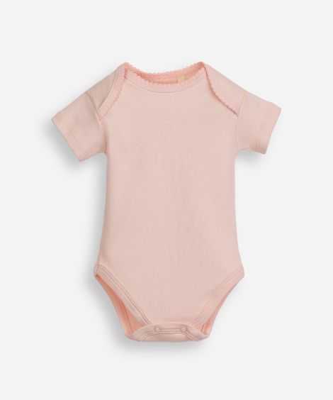 body infantil de algodão manga curta rosa