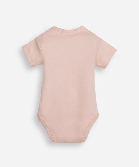 body infantil de algodão manga curta rosa