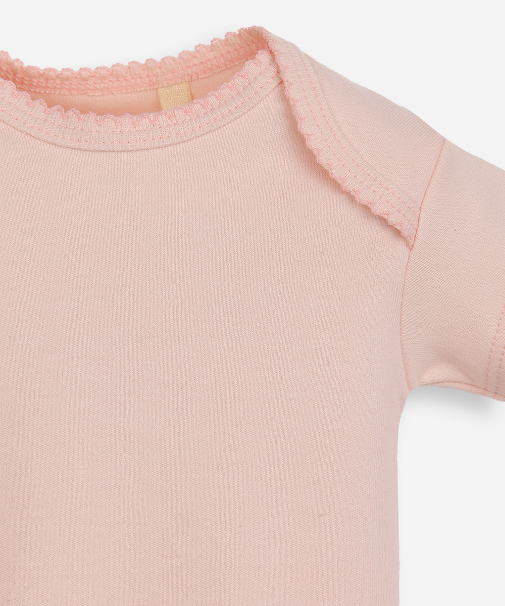 body infantil de algodão manga curta rosa