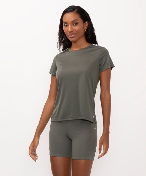camiseta feminina esportiva ace manga curta com listras verde