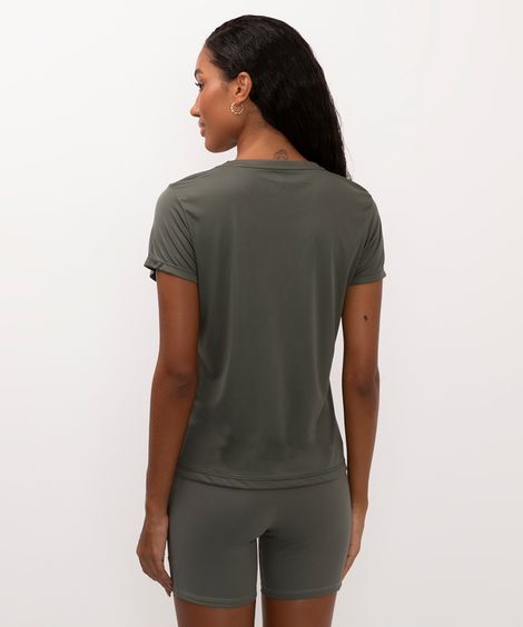 camiseta feminina esportiva ace manga curta com listras verde
