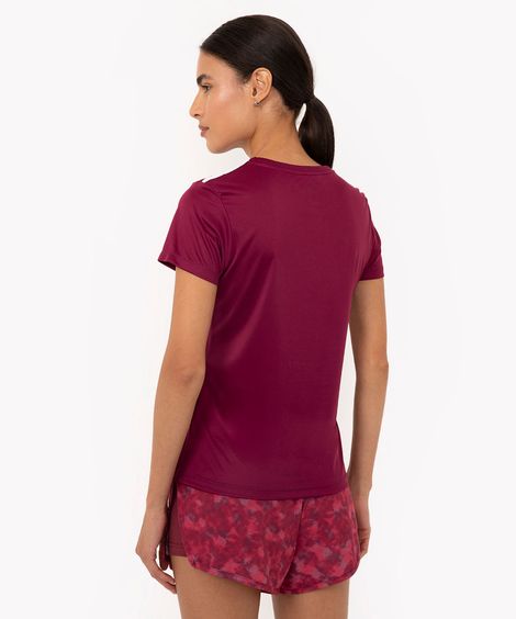 camiseta feminina esportiva ace manga curta com listras roxa