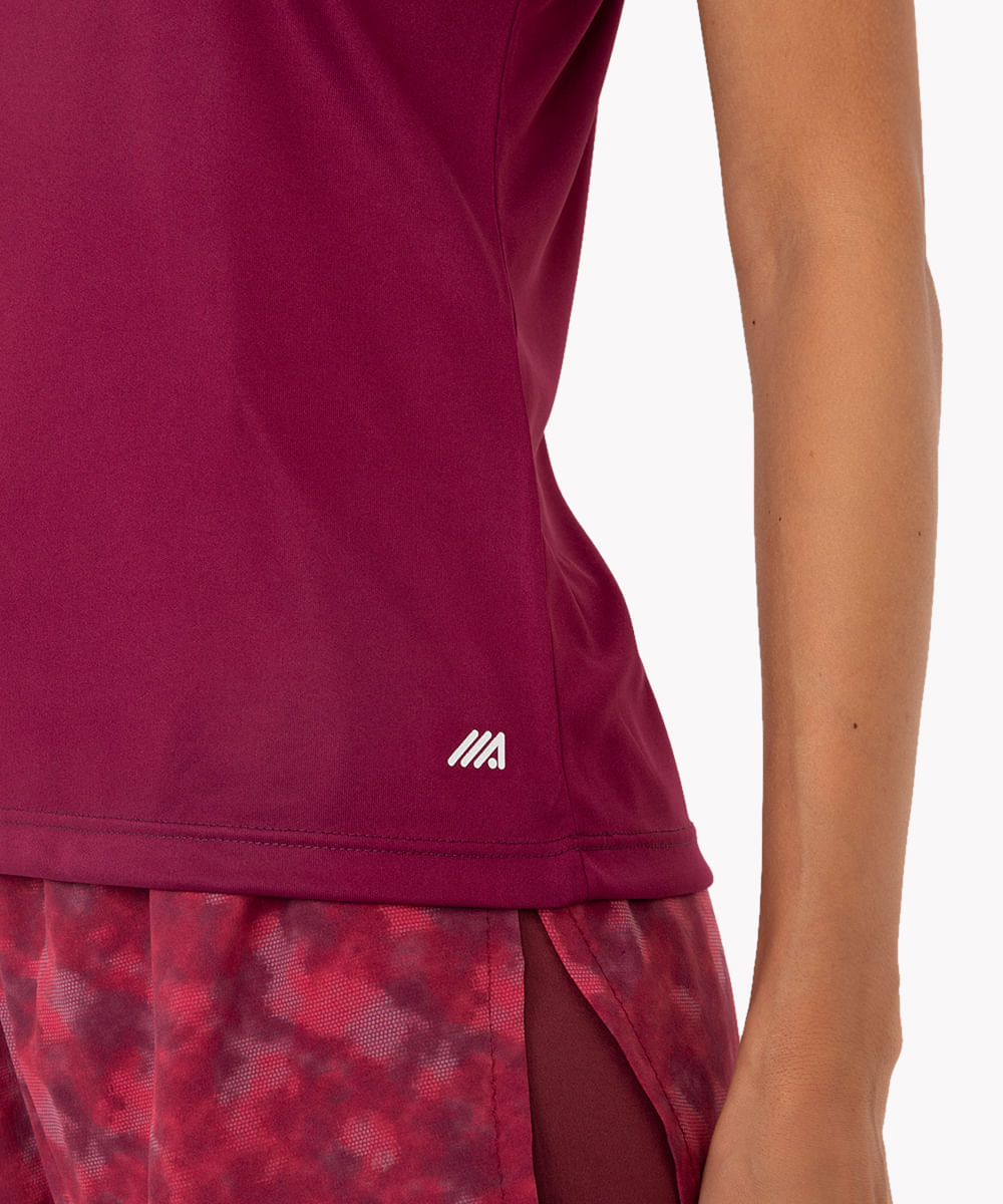 camiseta feminina esportiva ace manga curta com listras roxa