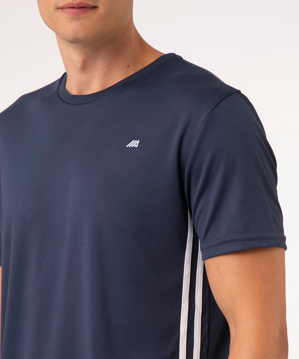 camiseta masculina esportiva ace com listras azul