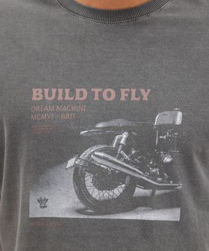 camiseta masculina de algodão moto estonada preta