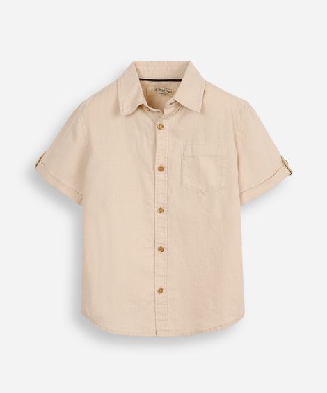 camisa infantil manga curta bege