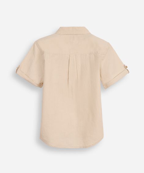 camisa infantil manga curta bege