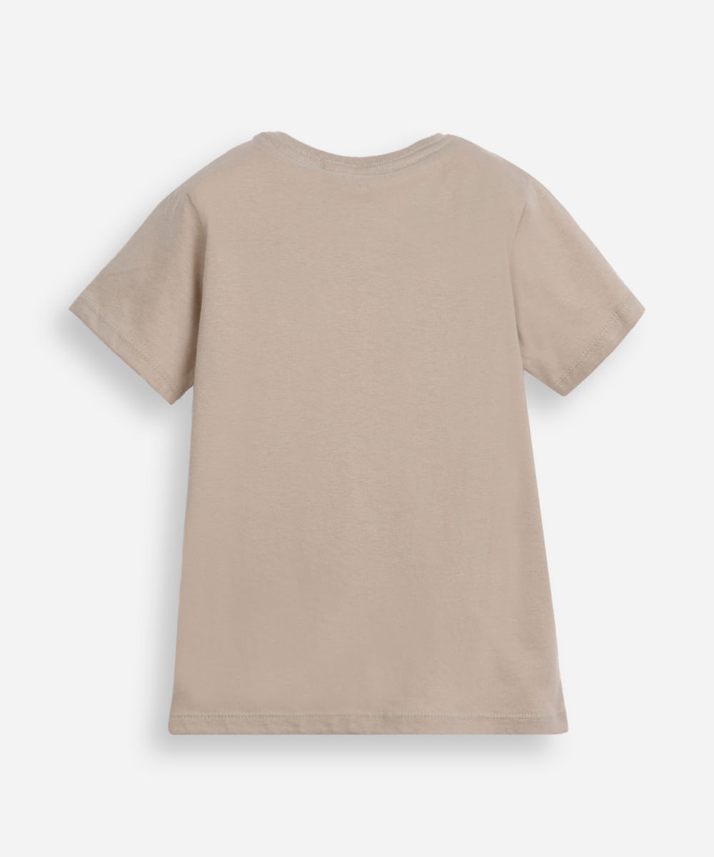 camiseta infantil de algodão manga curta simba bege