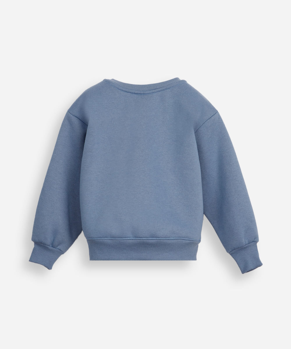 blusão infantil de moletom felpado stitch com paetê azul