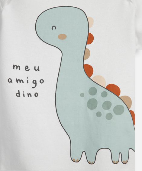 body infantil de algodão dino off white