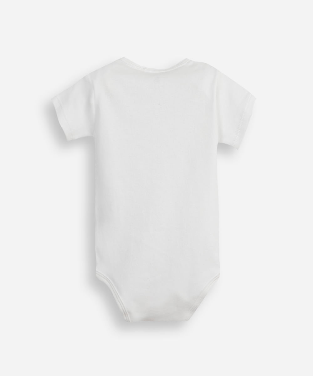body infantil de algodão dino off white