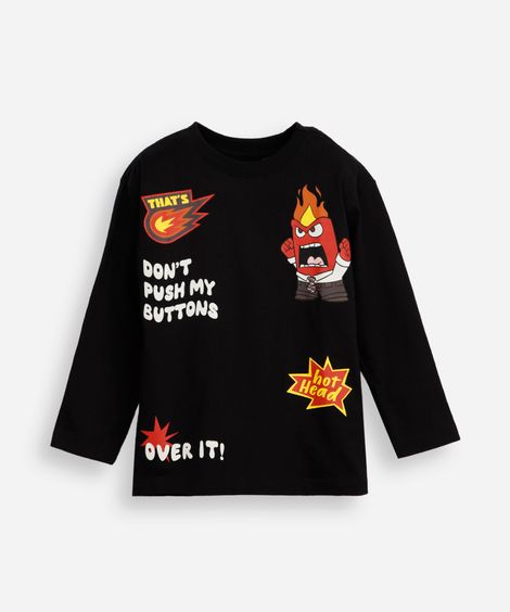 camiseta infantil de algodão divertidamente preta