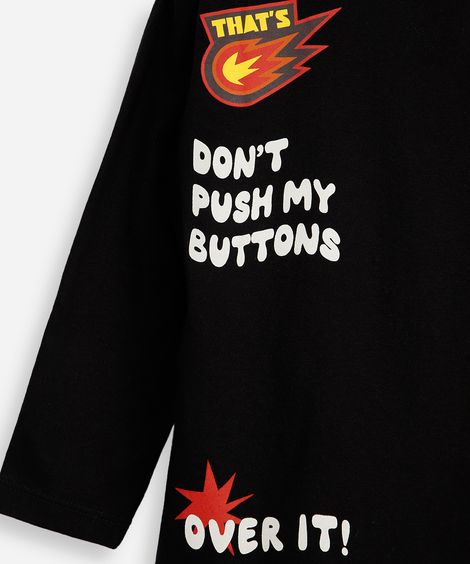 camiseta infantil de algodão divertidamente preta