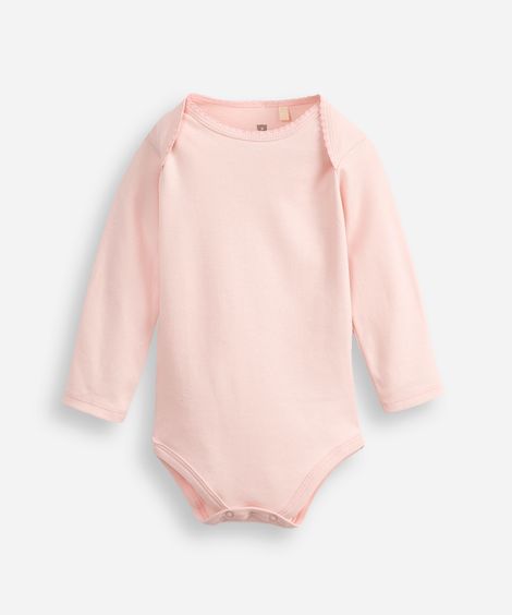 body infantil de algodão manga longa rosa