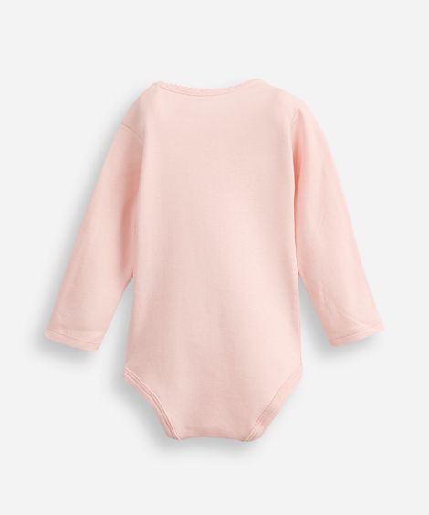 body infantil de algodão manga longa rosa
