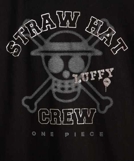 camiseta juvenil de algodão one piece metalizada preta