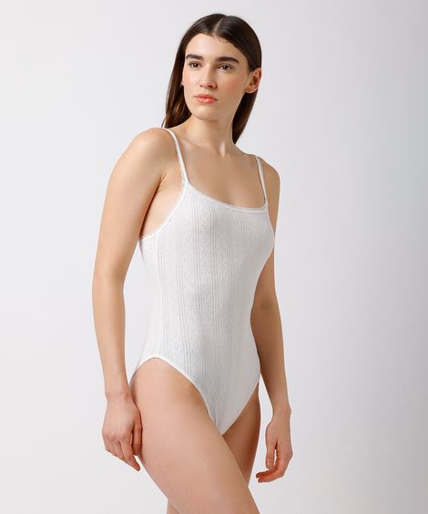 body feminino de algodão texturizado com renda mindset off white