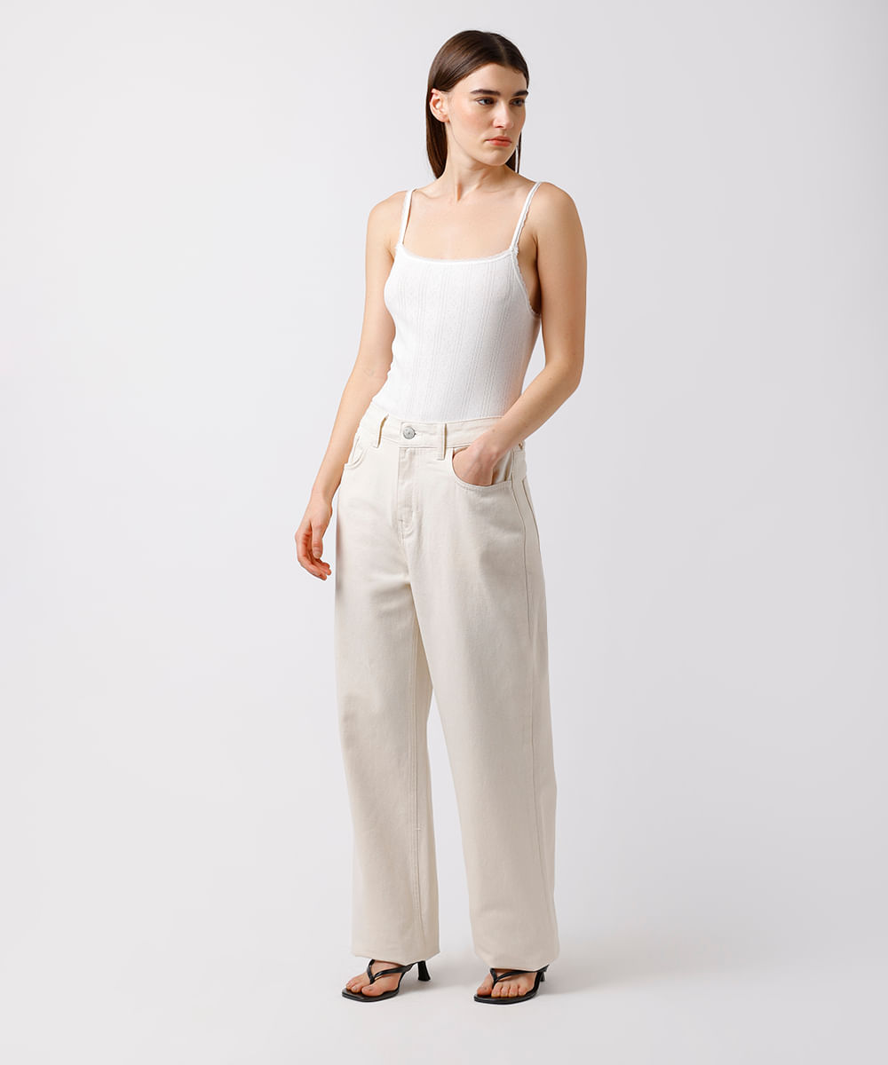 body feminino de algodão texturizado com renda mindset off white