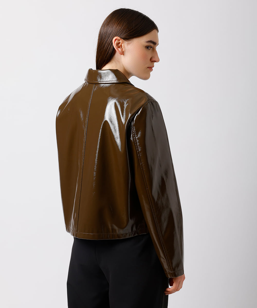 jaqueta feminina de poliuretano mindset marrom