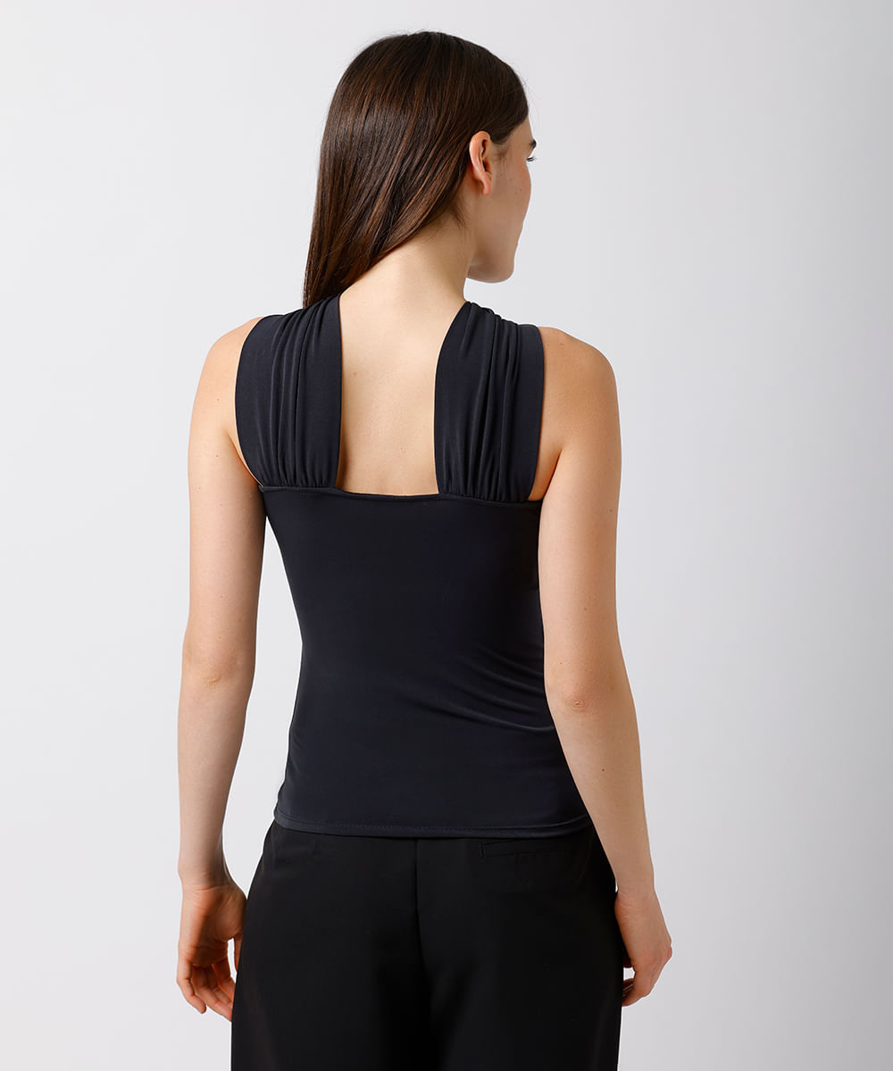 blusa feminina franzida mindset preta