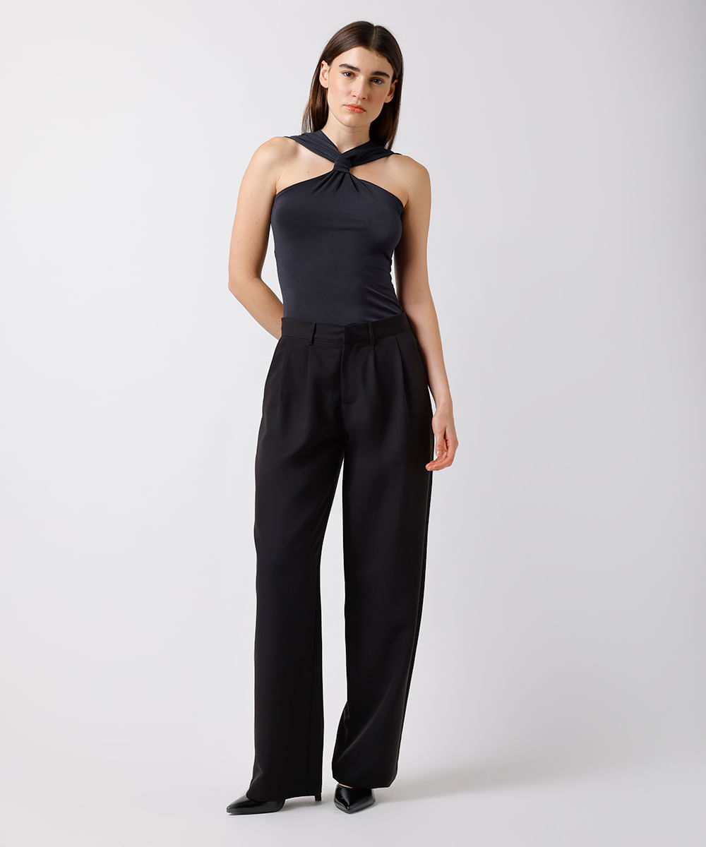 blusa feminina franzida mindset preta