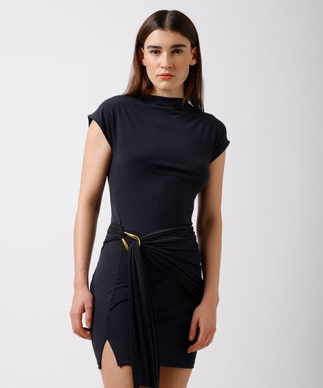 vestido curto feminino franzido mindset preto
