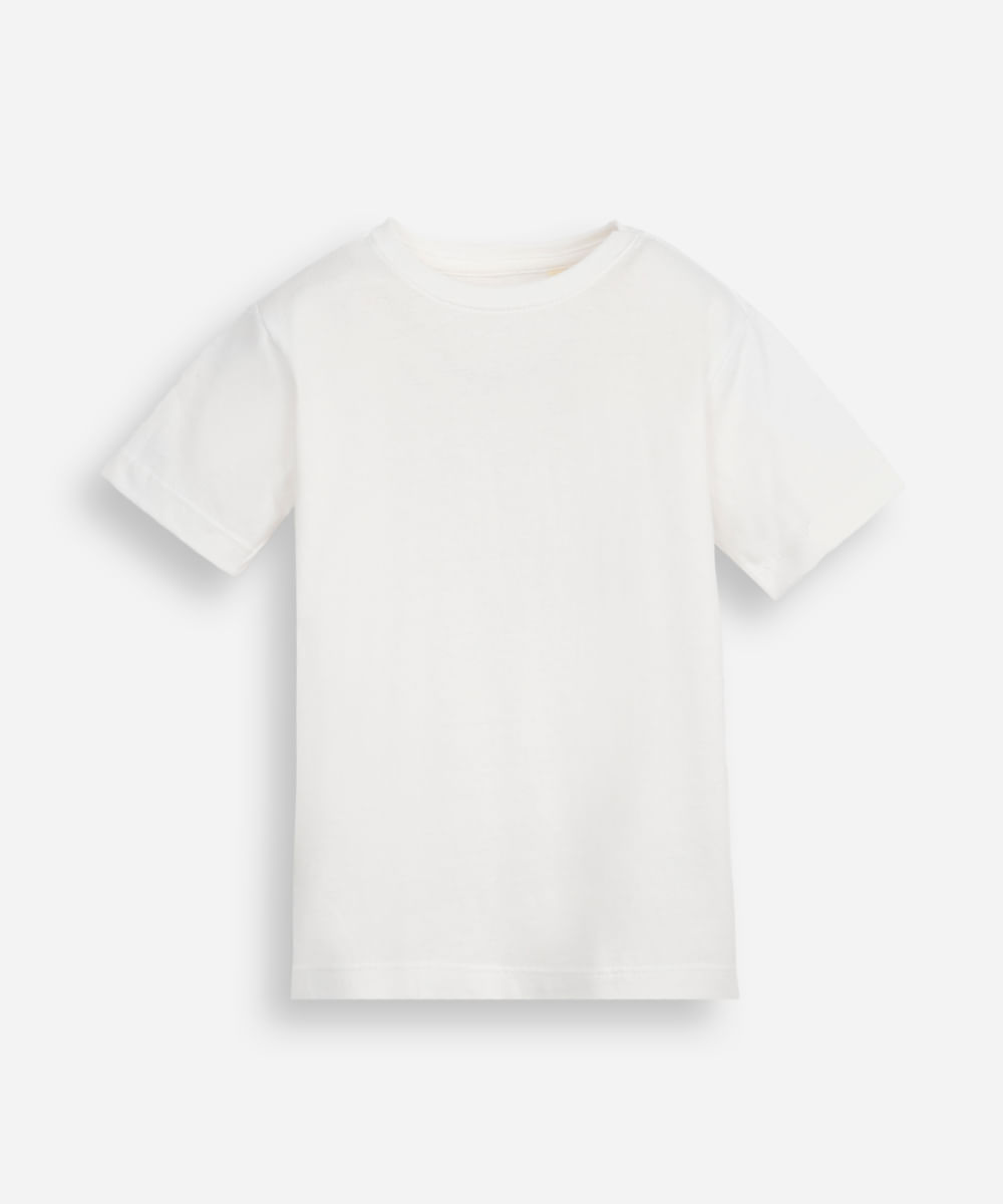 camiseta de algodão infantil manga curta básica off white